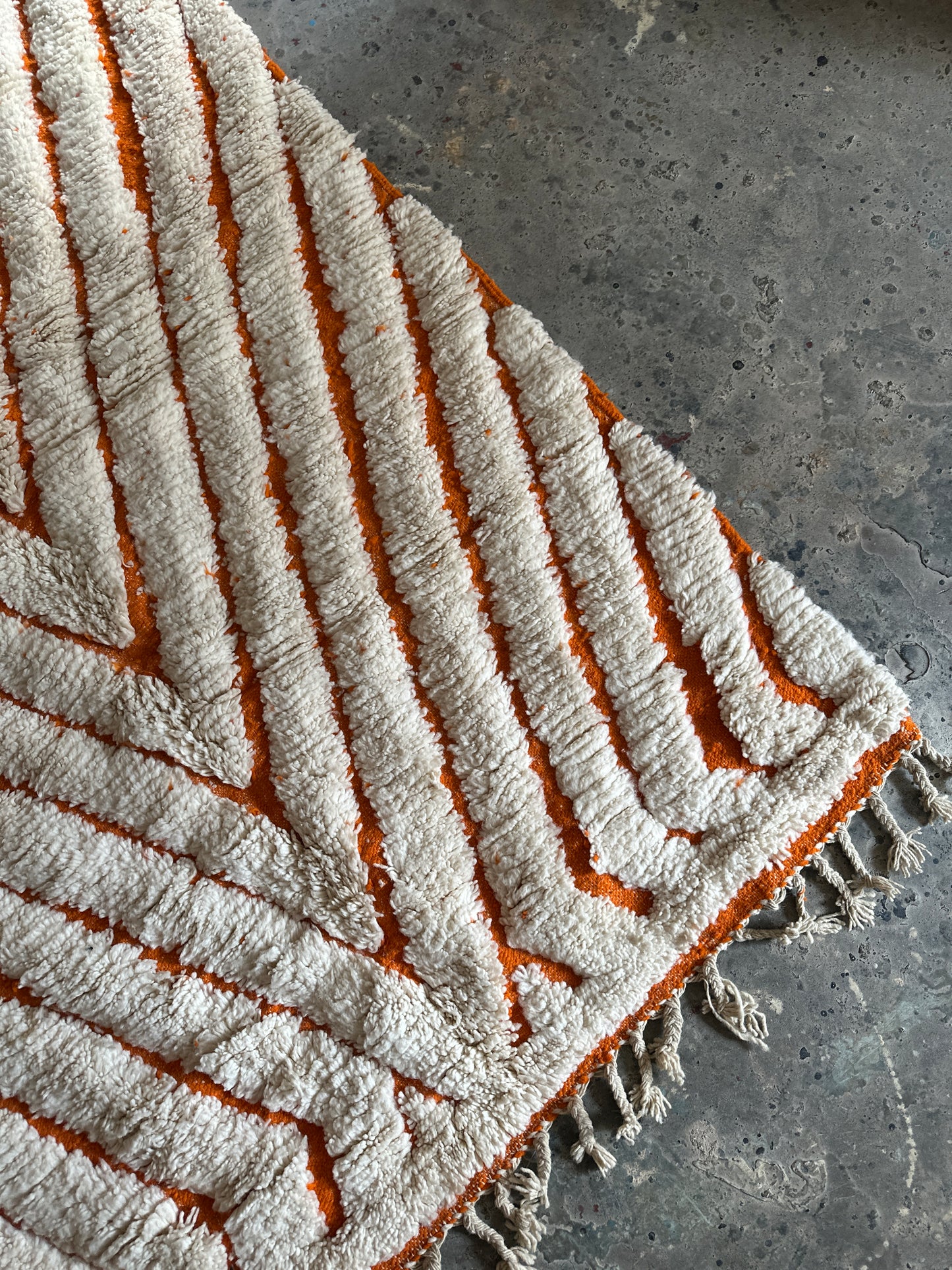 שטיח ברברי | גאומטרי כתום לבן