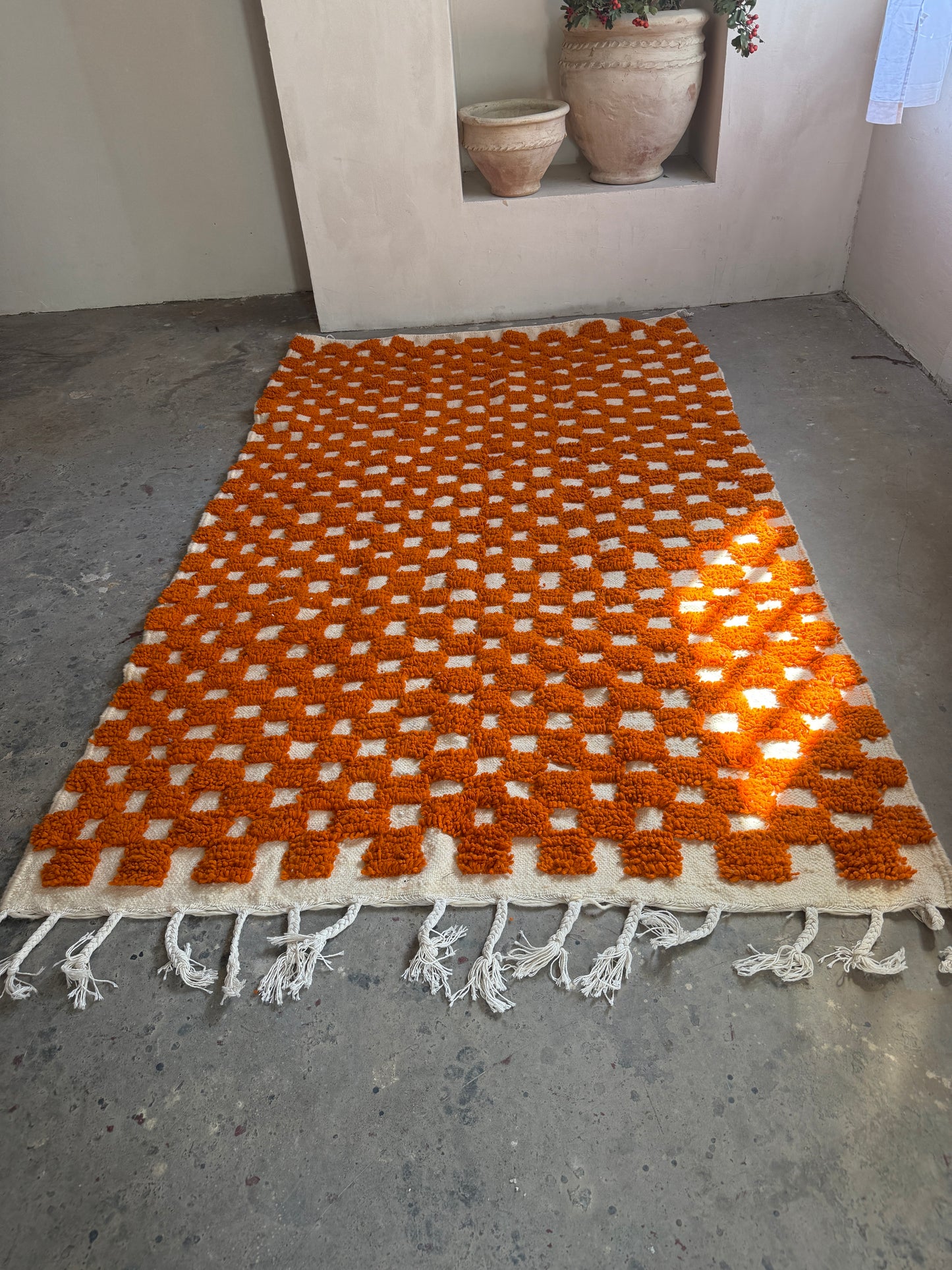 שטיח צמר | משבצות כתום