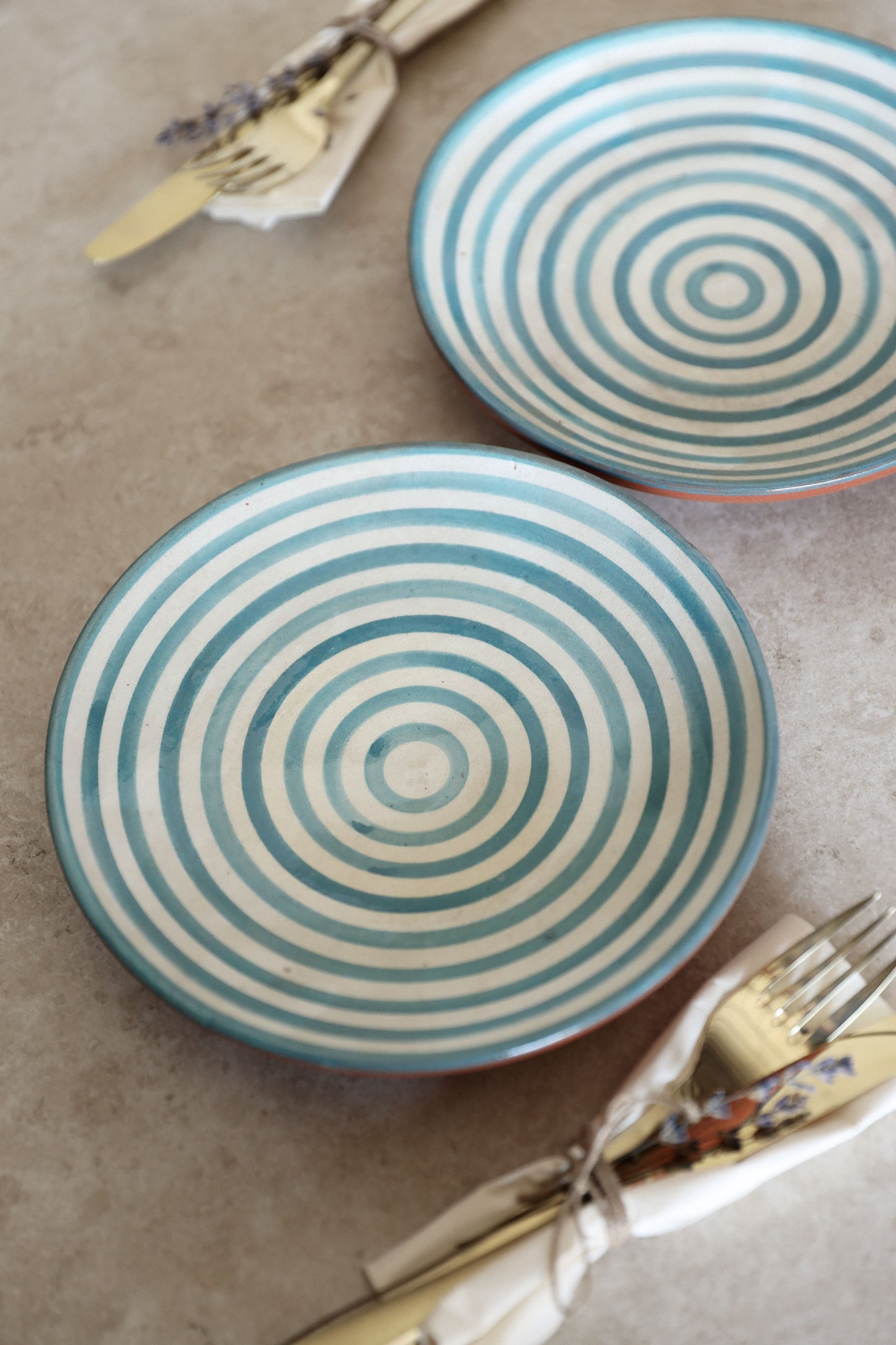 צלחת פסים | טורקיז