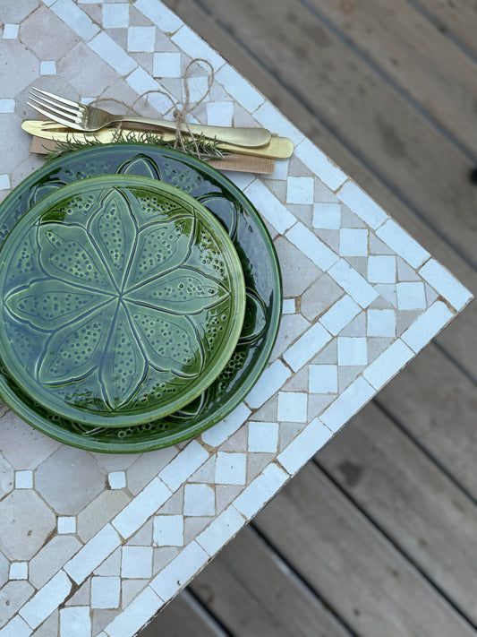 שולחן מוזאיקה מלבני | לבן קלאסי