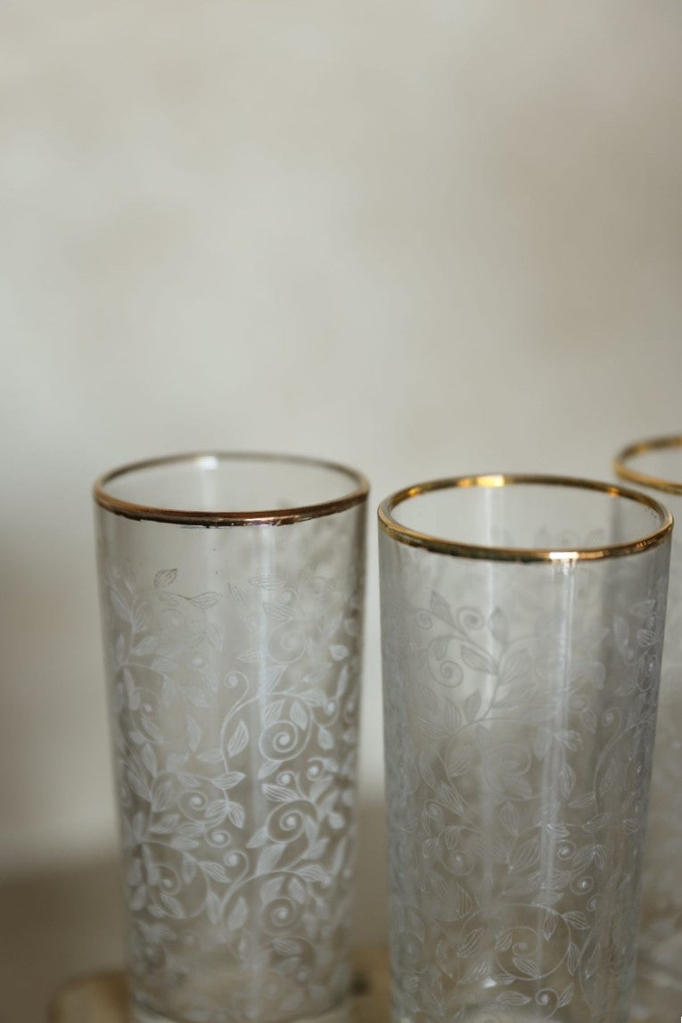 כוס גבוהה | עיטור פרח זהב