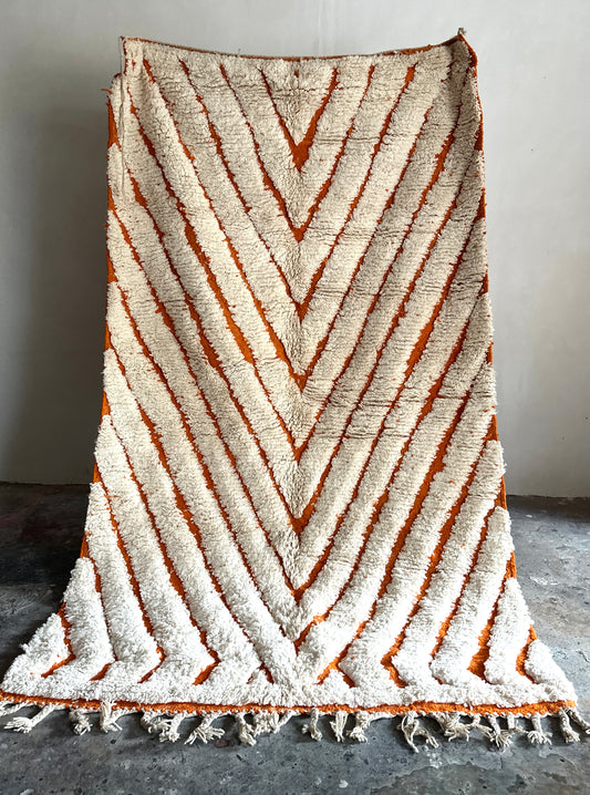 שטיח ברברי | גאומטרי כתום לבן