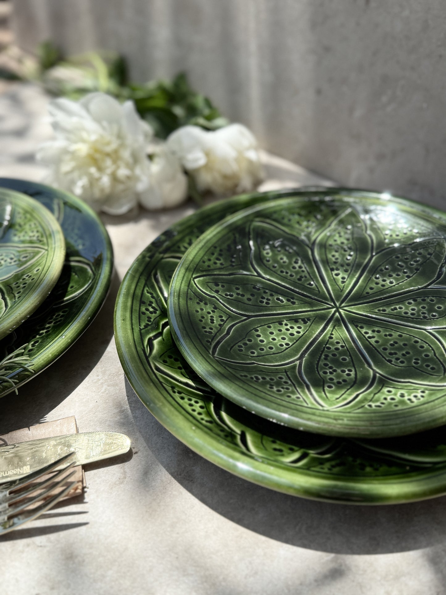 צלחת חרוטה | ירוק