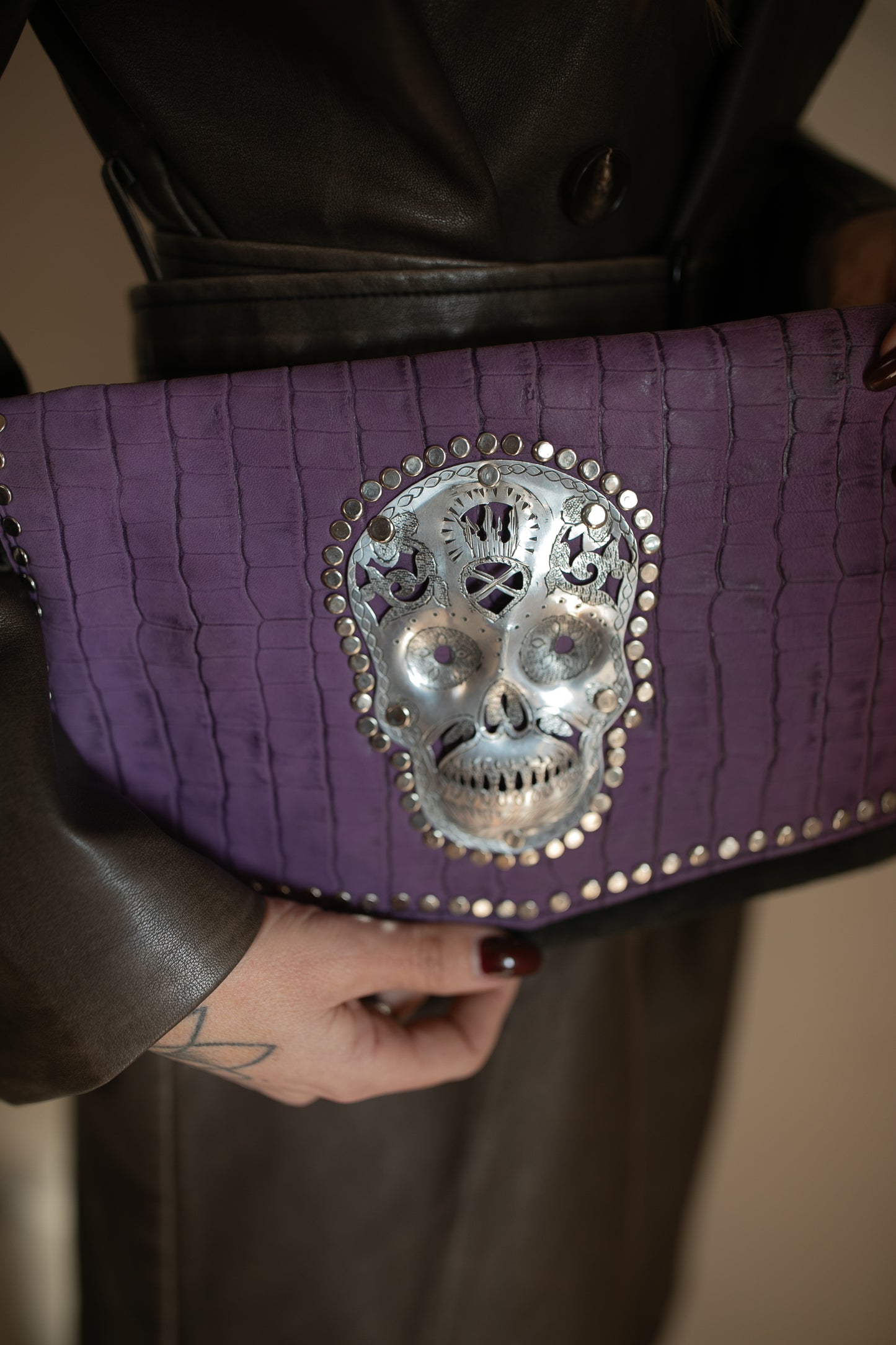 תיק קלאצ׳ סגול גולגולת