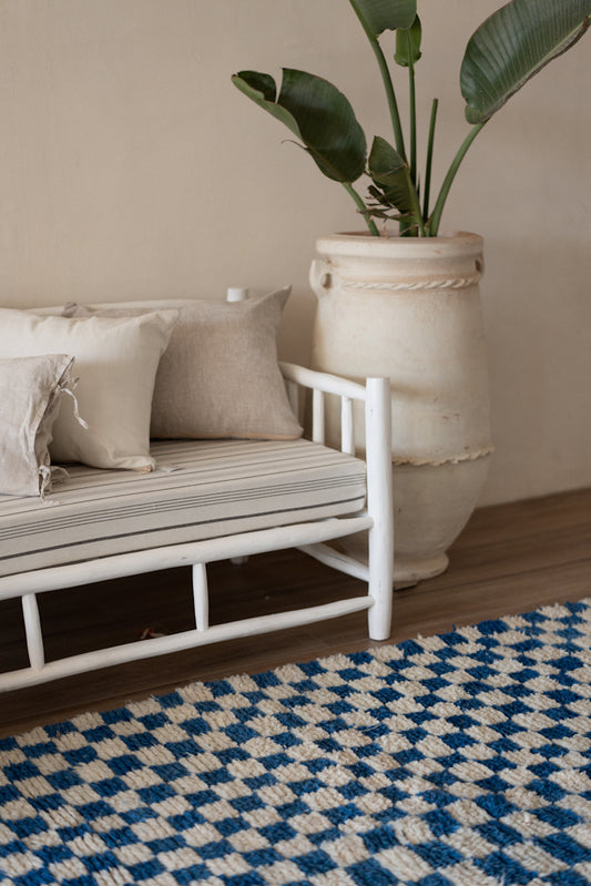 שטיח ברברי | משבצות כחול לבן