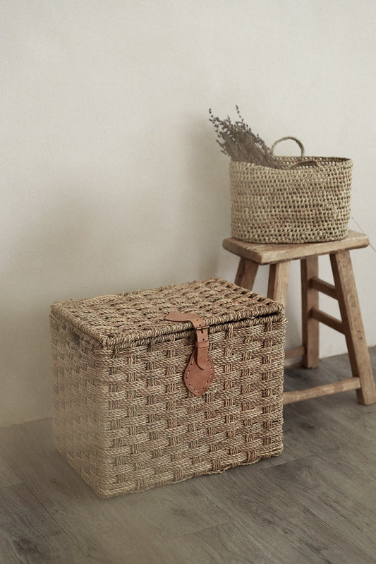 ארגז אחסון חבל ורצועת עור