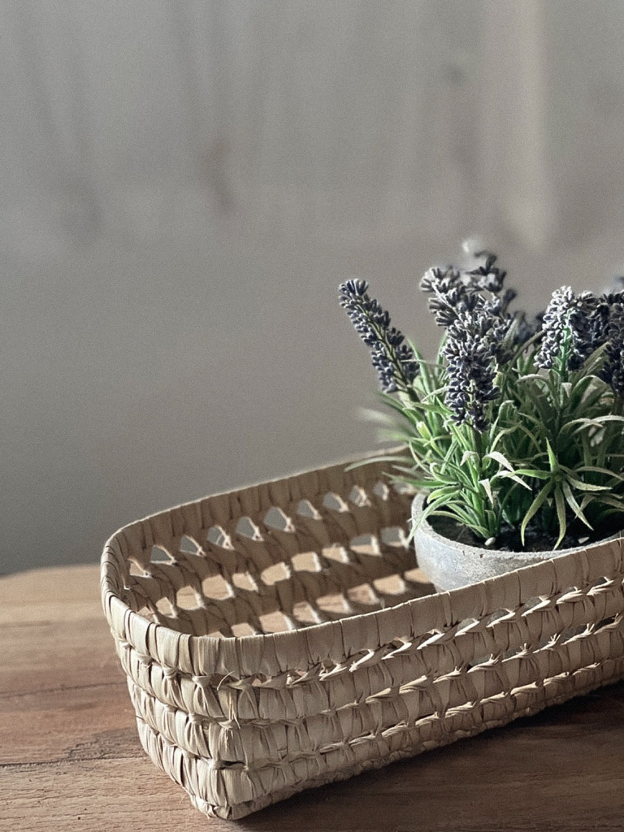 סלסלת קש מלבנית