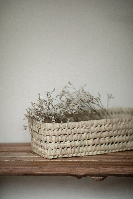 סלסלת קש מלבנית ארוכה