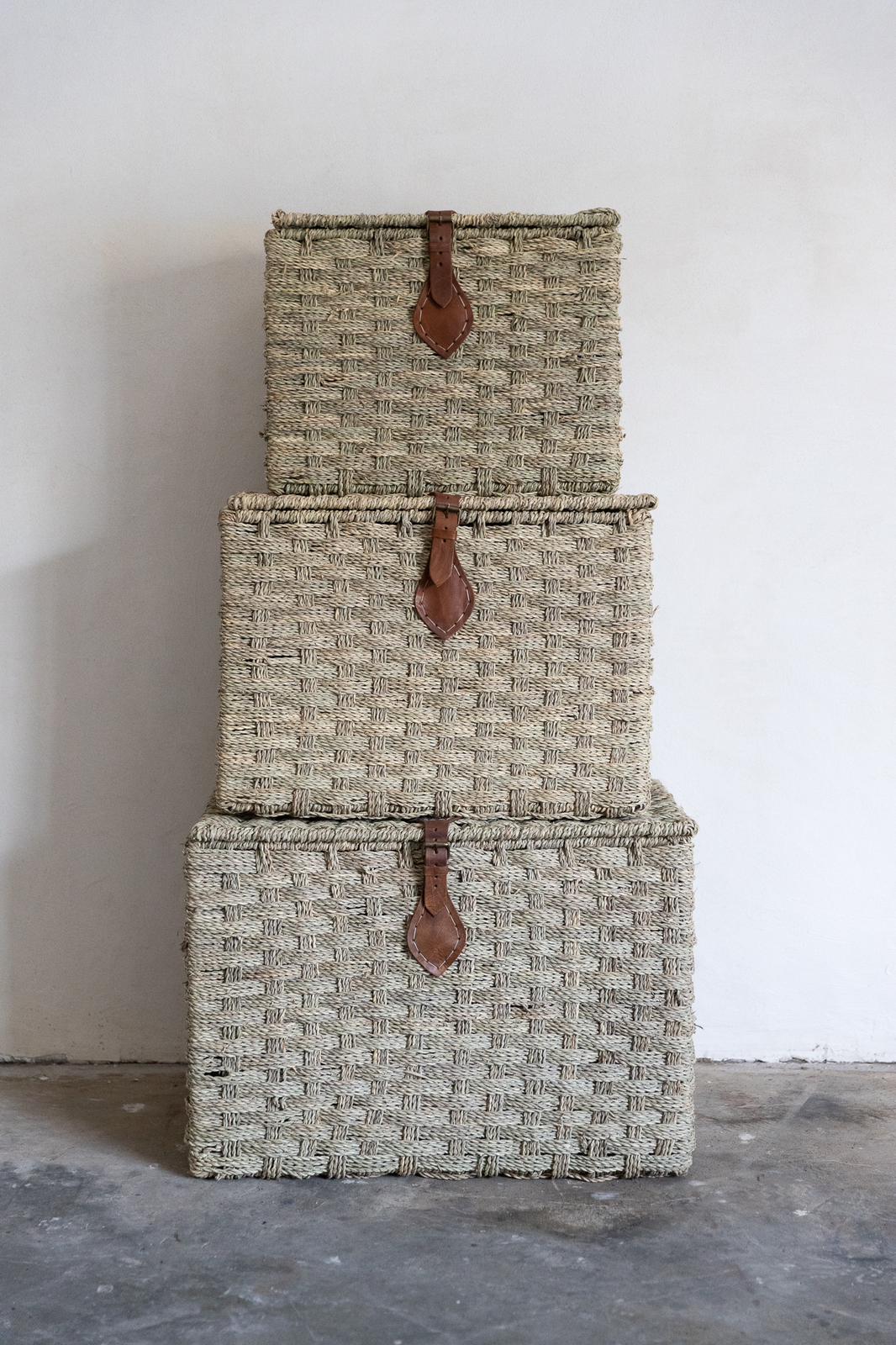 ארגז אחסון חבל ורצועת עור