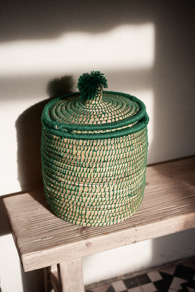 קופסת קש רקומה | ירוק