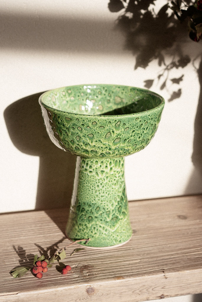 קערה על רגל גבוהה | ירוק