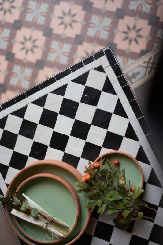 שולחן מוזאיקה מלבני | שחור לבן