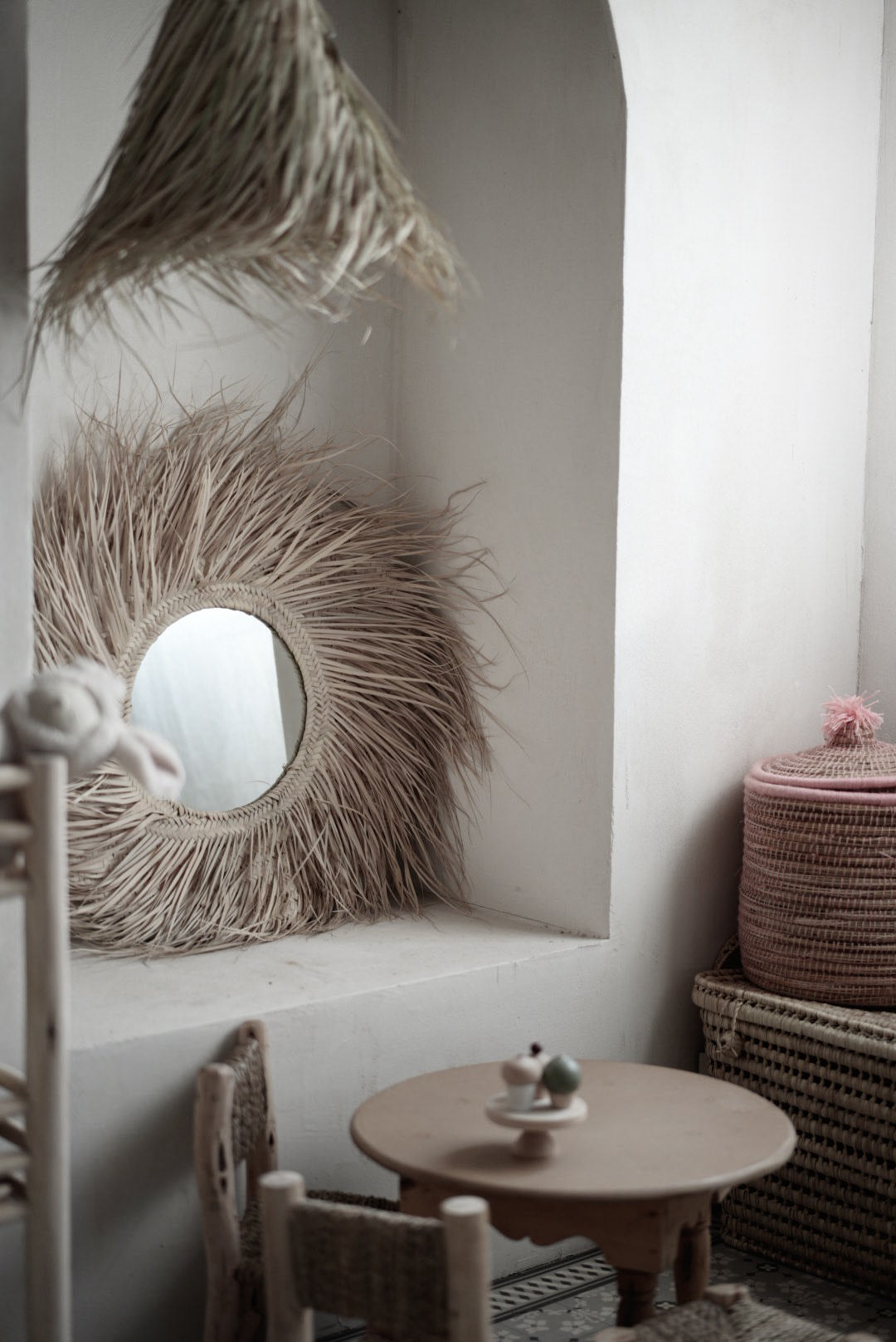 מראת רפיה עגולה