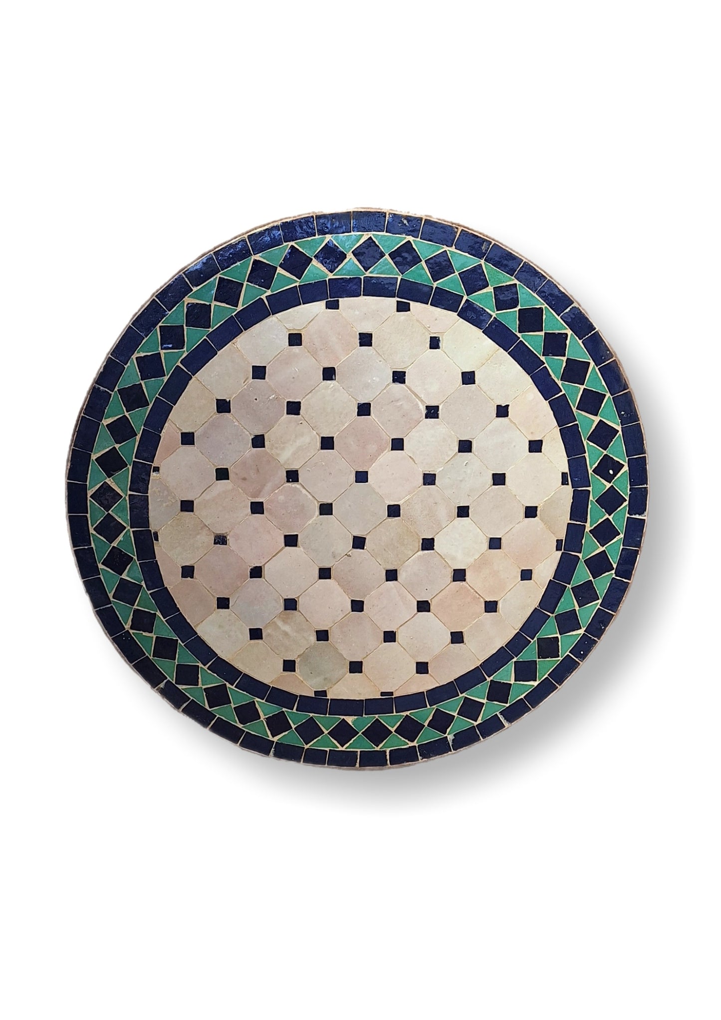 שולחן מוזאיקה | כחול ירוק קלאסי