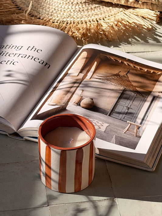 נר ארומטי בכלי | חמרה פסים