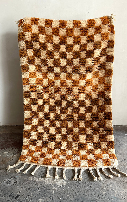 שטיח ברברי | משבצות כתום לבן