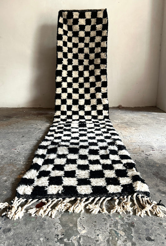 שטיח מסדרון | משבצות שחור לבן