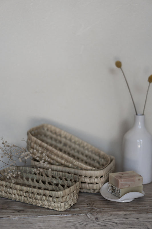 סלסלת קש מלבנית