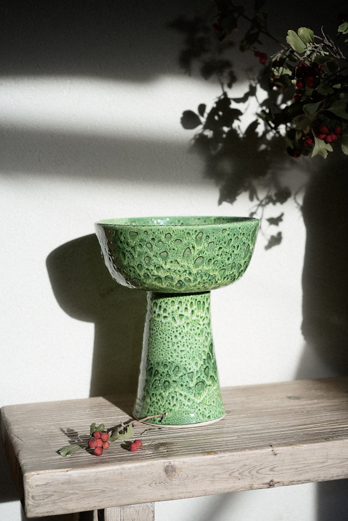 קערה על רגל גבוהה | ירוק