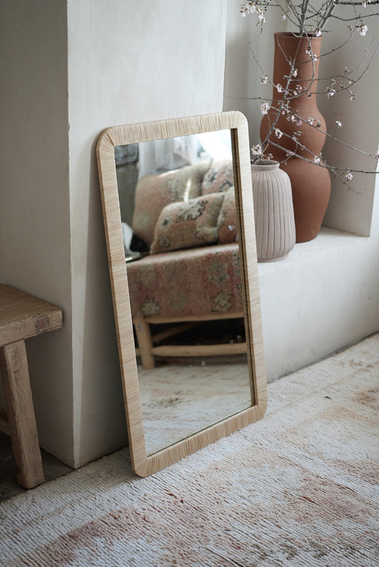 מראה מלבנית | מסגרת רפיה