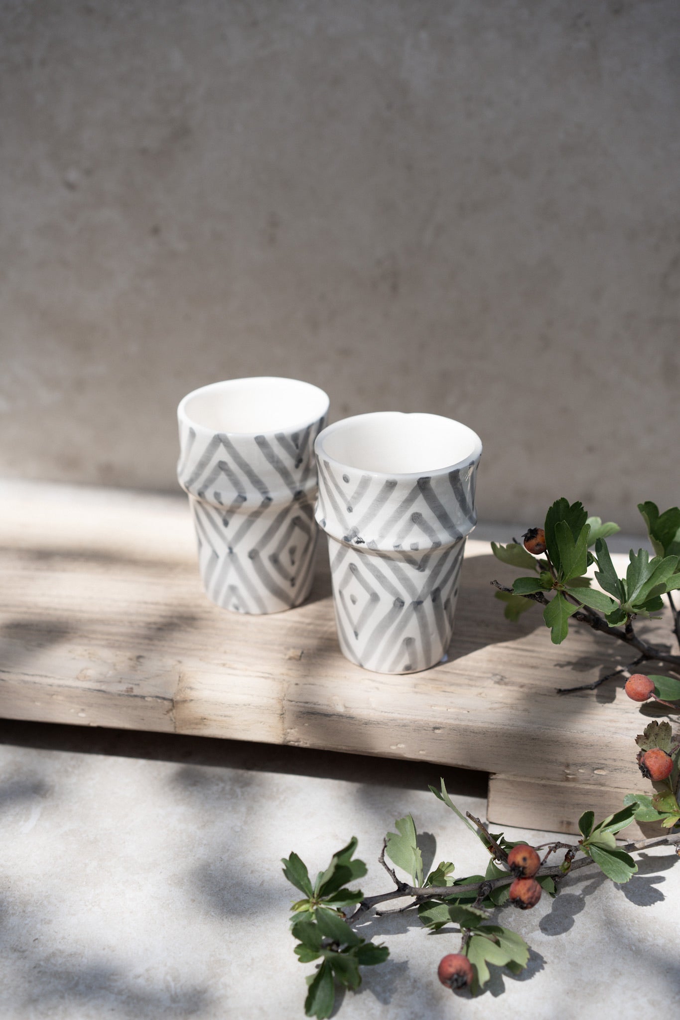 כוס טנג'יר גאומטרי | אפור