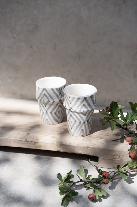 כוס טנג'יר גאומטרי | אפור