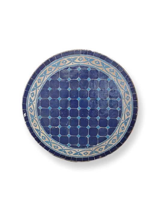 שולחן מוזאיקה | כחול טורקיז עם עיטורים