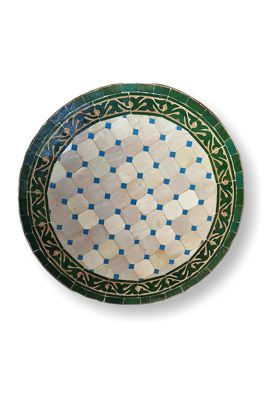 שולחן מוזאיקה | ירוק טורקיז עם עיטורים
