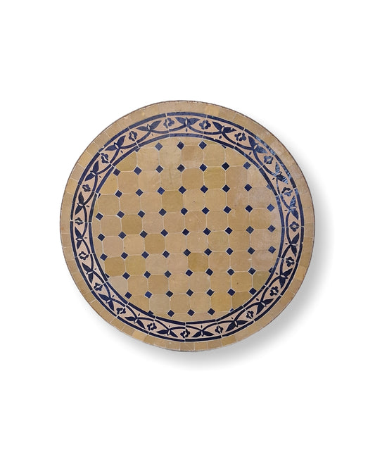 שולחן מוזאיקה | כחול חום עם עיטורים